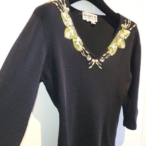 Vintage 90s Y2K Coastal Seashell and Bead Embellished Sweater Sz L - Picture 5 of 7